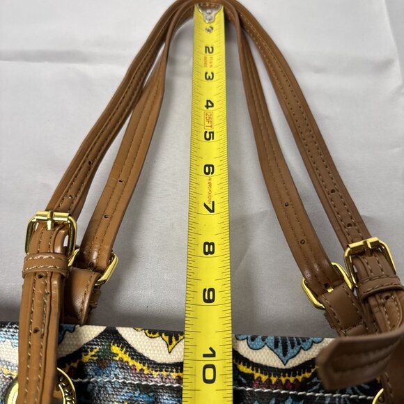 Stack Roots Multicolor Graphics Tote Bag With Brown Handles - Picture 10 of 12